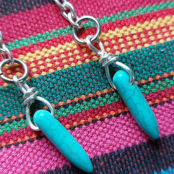 Turquoise Magnesite Earrings Artisan made Boho jewelry - Picture 4 of 9